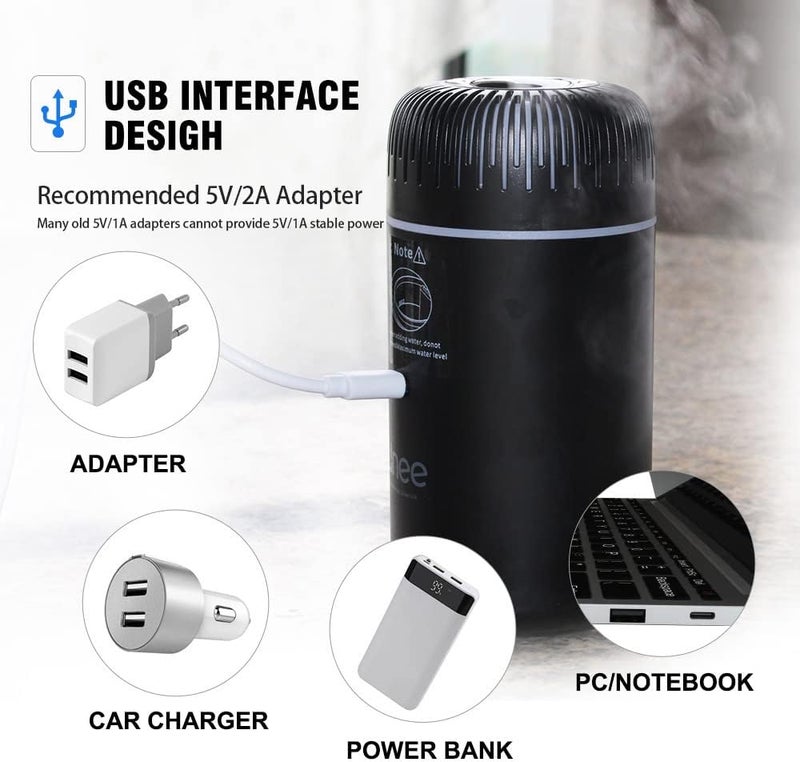 Unee Car Diffuser, USB Plug-in 100ml Mini Humidifier Essential Oil Diffuser Car Freshener Aromatherapy Diffuser(Black) - Image 4