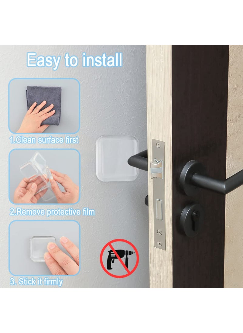 Maylanny Transparent Square Door Stopper Wall Protector Set - 6-Piece Soft Rubber Door Handle Bumpers with Strong Self-Adhesive, Thickened Wall Shields for Doors (4 CM/Square, Clear)  - Image 5
