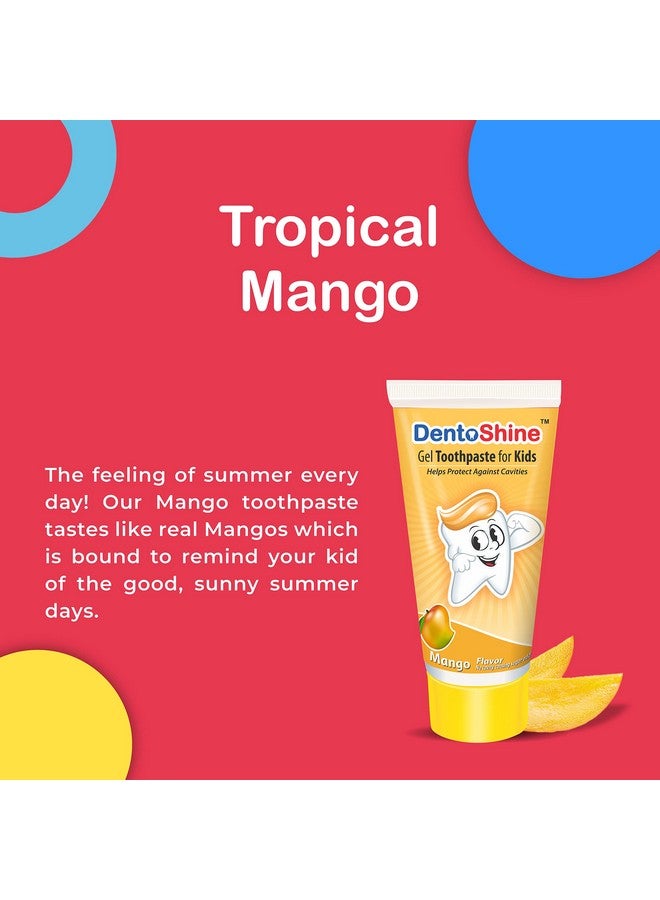 DentoShine Gel Toothpaste For Kids | Pack Of 3 Flavors (Orange, Mango & Watermelon, 80G Each) - Image 1