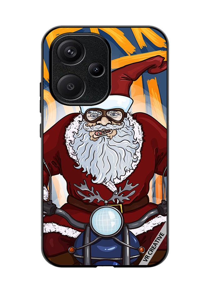 VR CREATIVE Protective Case Cover For Xiaomi Redmi 13C 5G Cartoon Christmas Postcard Santa Claus On Motorcycle Design Multicolour - Image 1