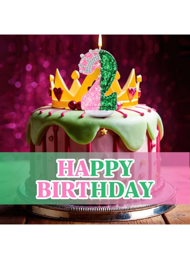 Birthday Number Candles,Pink Crown Birthday Candles for Cake,Glitter Number Candle Cake Topper with Sequins for Girls,Women, Anniversary Celebrations Supplies  - Image 3