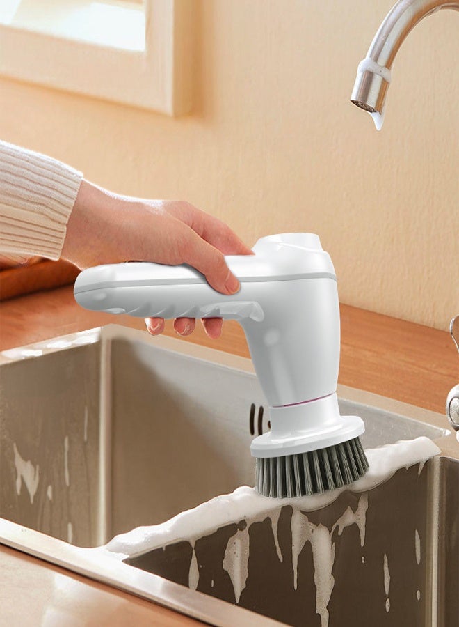 Handheld Electric Dish Brush with 6 Replaceable Heads IPX7 Waterproof Long Battery Life for Kitchen Cleaning - Image 5