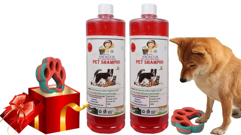 swacch Pet Shampoo + Paw Shape I Rubber Dog Toy for Training and Interactive I Durable & Safe I Combo Pack I 2 Litre Jasmine - Image 1