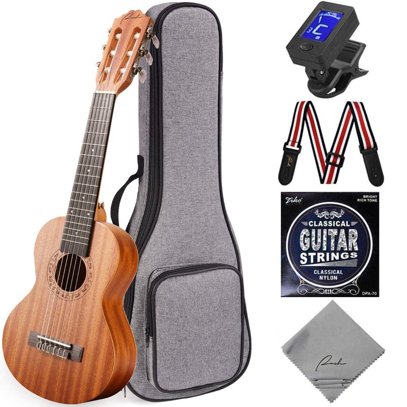 Ranch Guitalele Acoustic 28 inch Professional 6 Strings Guitar Ukulele Small Travel Classical Guitarlele Kit for Beginners Pack Bundle Gig bag, Tuner, Strap, Strings Set - Image 1