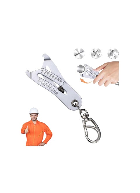 Portable Precise Thread Size Checker Keychain, Nut and Bolt Thread Checker Bolt Size Finder Keychain, Keychain Thread Checker, Quick Manual Measuring Identifier Verification Tool (1 Pcs)