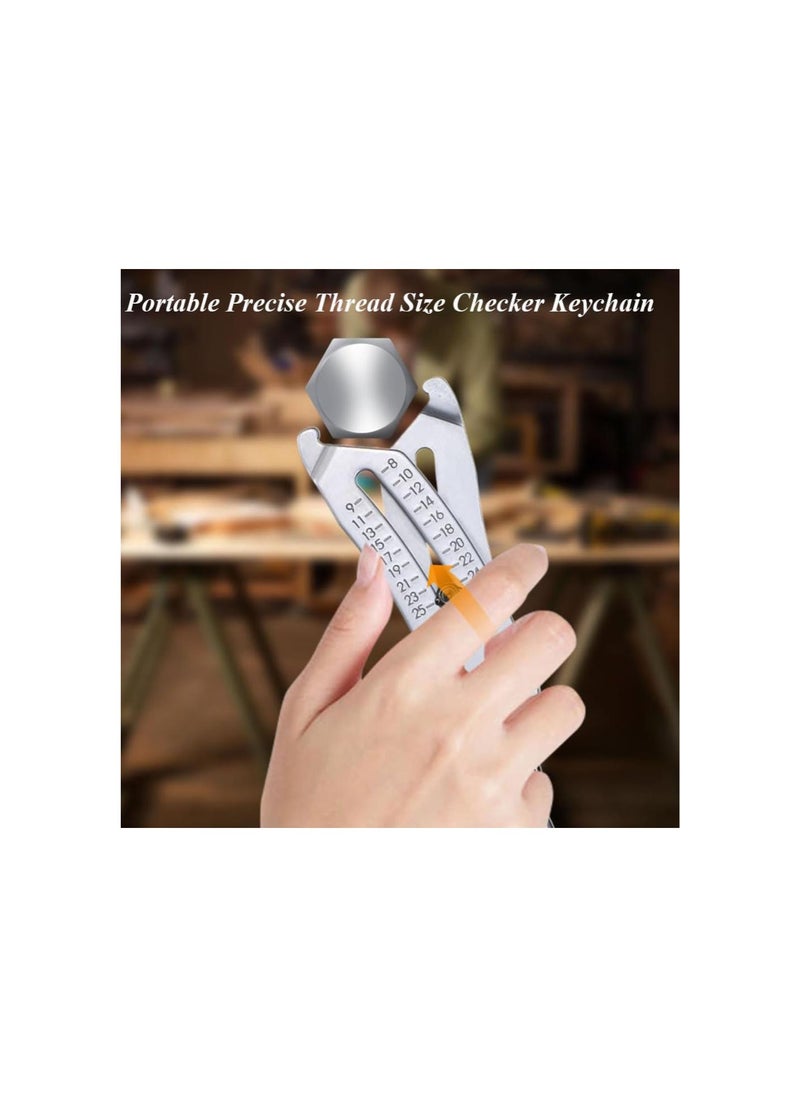 Portable Precise Thread Size Checker Keychain, Nut and Bolt Thread Checker Bolt Size Finder Keychain, Keychain Thread Checker, Quick Manual Measuring Identifier Verification Tool (1 Pcs)