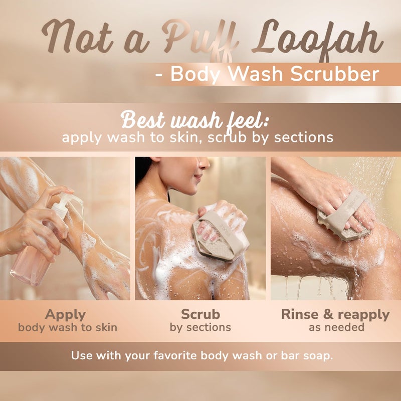 SILKLE Silicone Body Scrubber â€“ Gentle Exfoliating Shower Scrubber for Body & Bath, Silicone Shower Brush & Loofah Alternative â€“ Non-Slip Silicone Body Brush, Quick Dry, Hygienic - Clay - Image 5