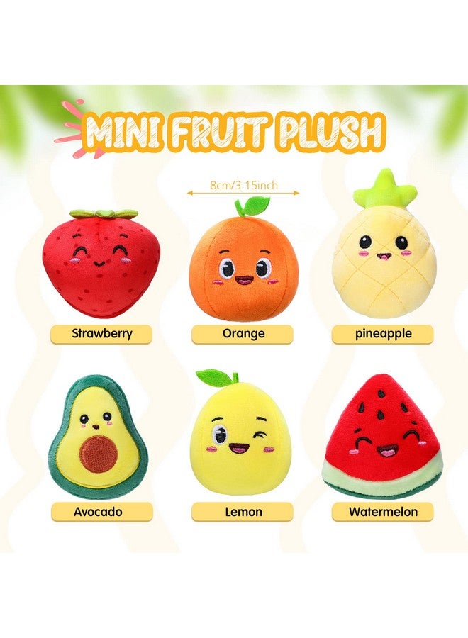 Aoriher 6 Pcs Fruit Plush Toys Colorful 3.15 Inch Cute Stuffed Mini Avocado Strawberry Orange Backpack Keychains Sensory Gifts for Birthday Party Decors Classroom Prizes Gifts Exchange - Image 2