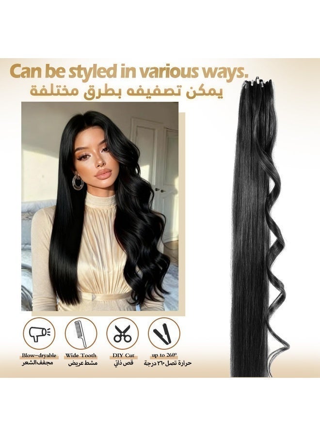 Rich Coco Invisible HD Seamless Hair Extensions 100% Natural Human Hair Straight Hair Extensions Deep Black Soft Smooth Thick Long Lasting Hair for Women - Image 3