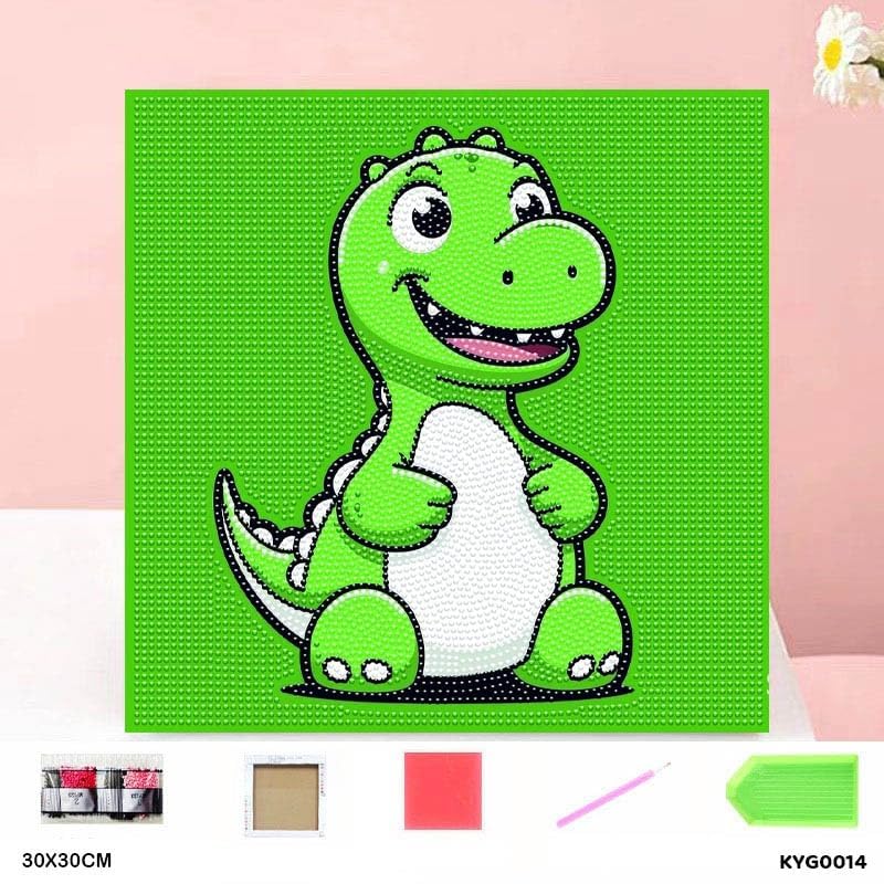 BLiSS HUES 5D Unicorn Diamond Painting Kits for Kids with Wooden Frame Cute Animal Art and Crafts for Kids Ages (6-12) Diamond Painting Frame (Happy Dino) - Image 2