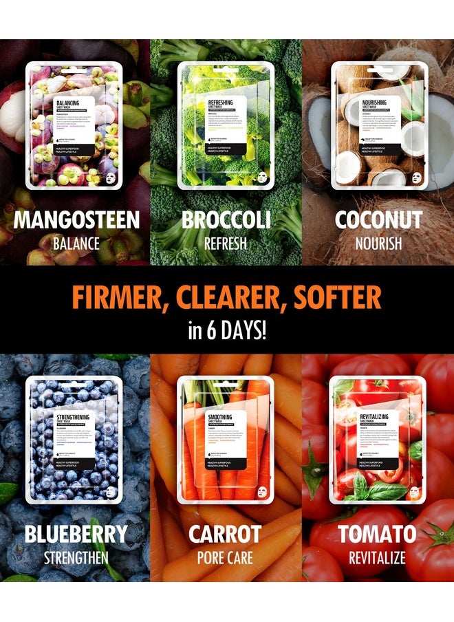 FARMSKIN - FARMSKIN Superfood Salad Sheet Mask Set of 6 | Korean Face Mask Sheets w/Mangosteen, Broccoli, Carrot, Coconut, Blueberry & Tomato | Refreshing, Nourishing & Cruelty-Free Face Mask Skincare Set - Image 1
