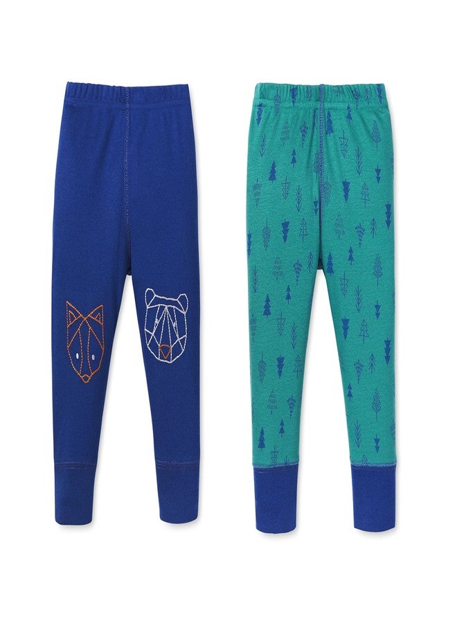 Lamaze Organic Baby, Baby Boy's Pull on Jogger 2 Pack Pants, Blue Bear/Green Trees, 12 Months - Image 1