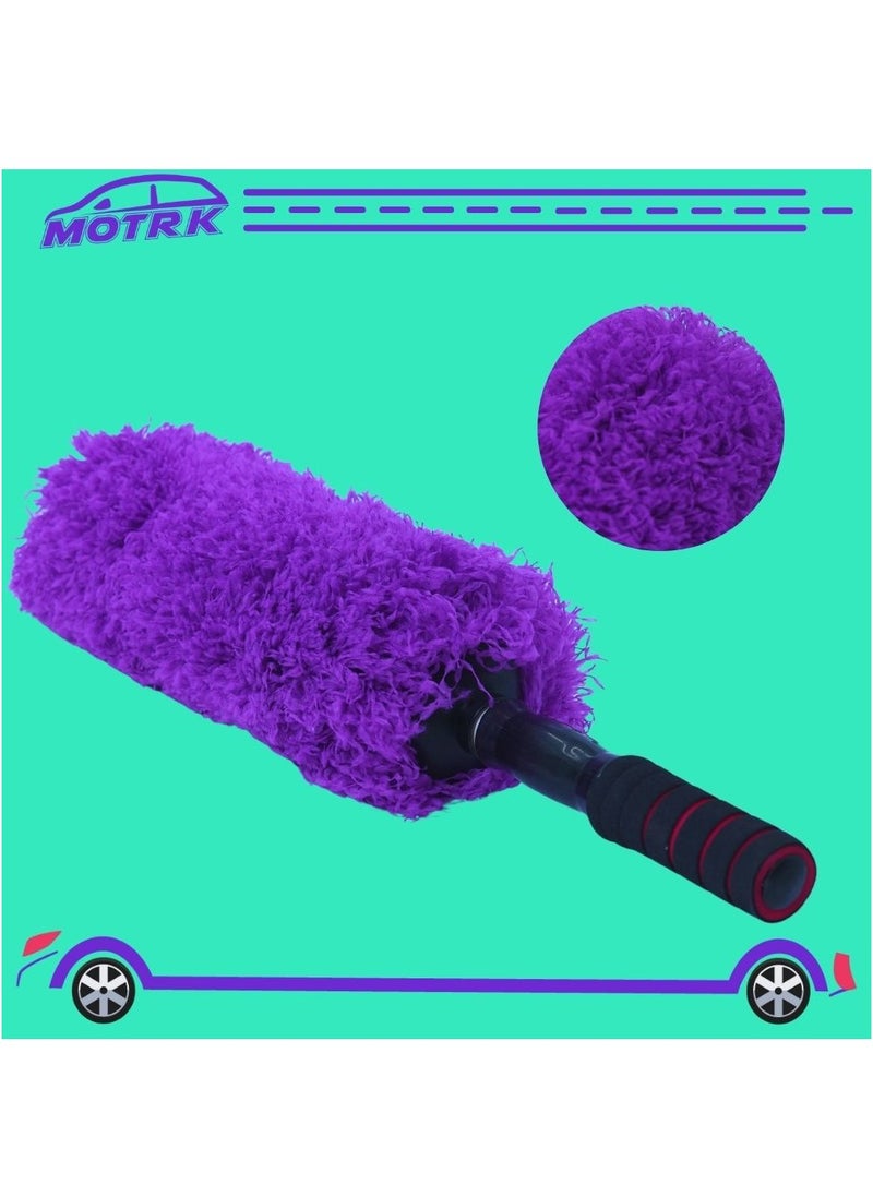 MOTRK Portable Microfiber Car Dust Cleaner Soft, Car Cleaning Brush, Soft Microfiber Dusting Brush, For Car Exterior And Interior Cleaning Brush, Long Handle And Unbreakable  - Image 3