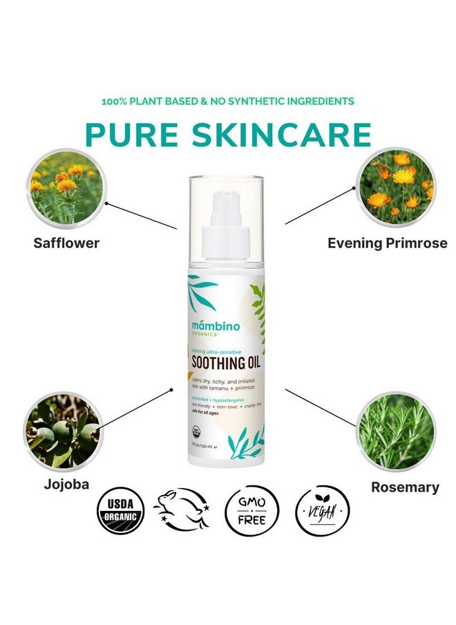 Mambino Organics - Soothing Baby Oil - Organic, Unscented Oil With Jojoba & Evening Primrose - Gentle For Hair & Dry, Irritated, Itchy Skin - Cruelty-Free Baby Oils For Baby & Kids, 5 Fl Oz - Image 1