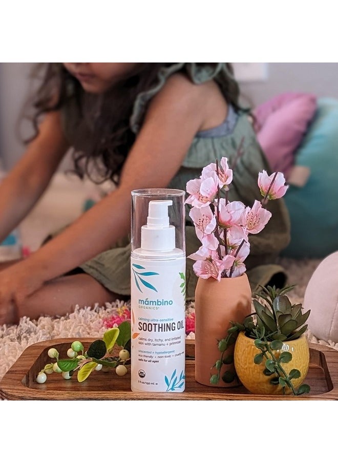 Mambino Organics - Soothing Baby Oil - Organic, Unscented Oil With Jojoba & Evening Primrose - Gentle For Hair & Dry, Irritated, Itchy Skin - Cruelty-Free Baby Oils For Baby & Kids, 5 Fl Oz - Image 1