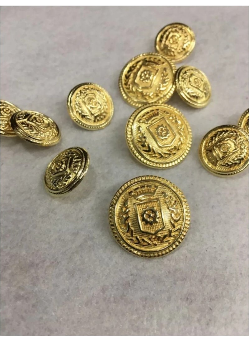Zedhobi - 6 Pieces 22 mm (2.2 cm) Wreath Model Gold Color Trench Coat and Blazer Jacket Buttons - Image 1