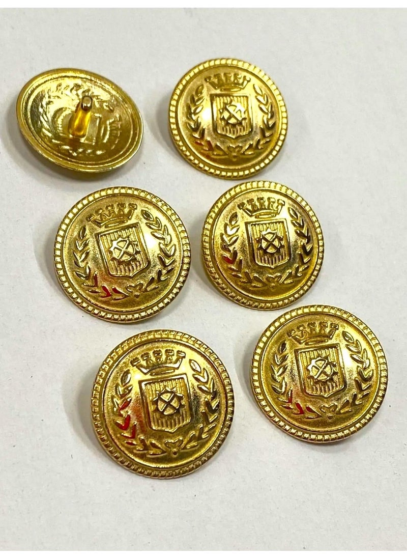 Zedhobi - 6 Pieces 22 mm (2.2 cm) Wreath Model Gold Color Trench Coat and Blazer Jacket Buttons - Image 1