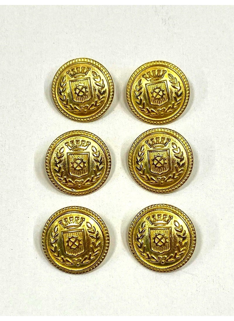 Zedhobi - 6 Pieces 22 mm (2.2 cm) Wreath Model Gold Color Trench Coat and Blazer Jacket Buttons - Image 1