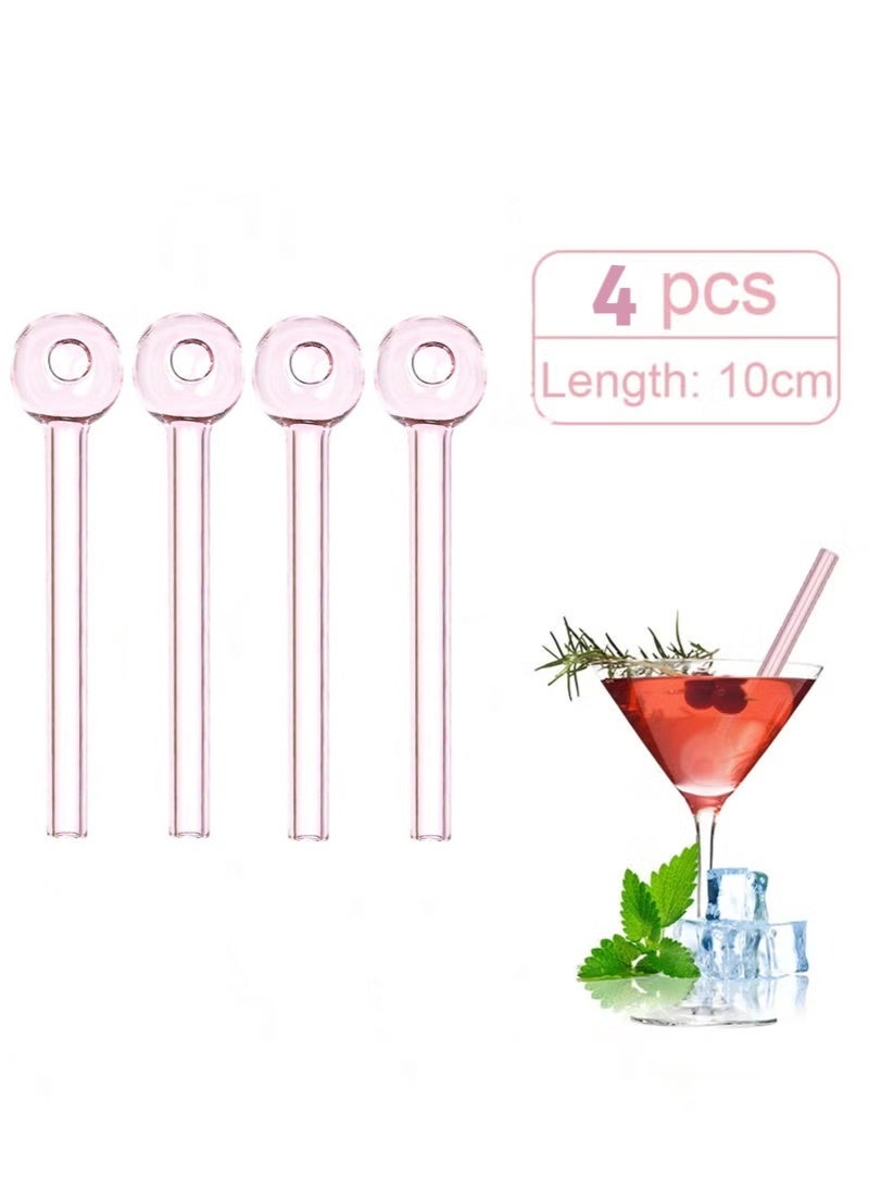 4 pcs Breakproof Glass Straws - Durable Reusable Glass Drinking Straws for Drinks Juice Herbs Smoothies，Eco-friendly Design - Image 1