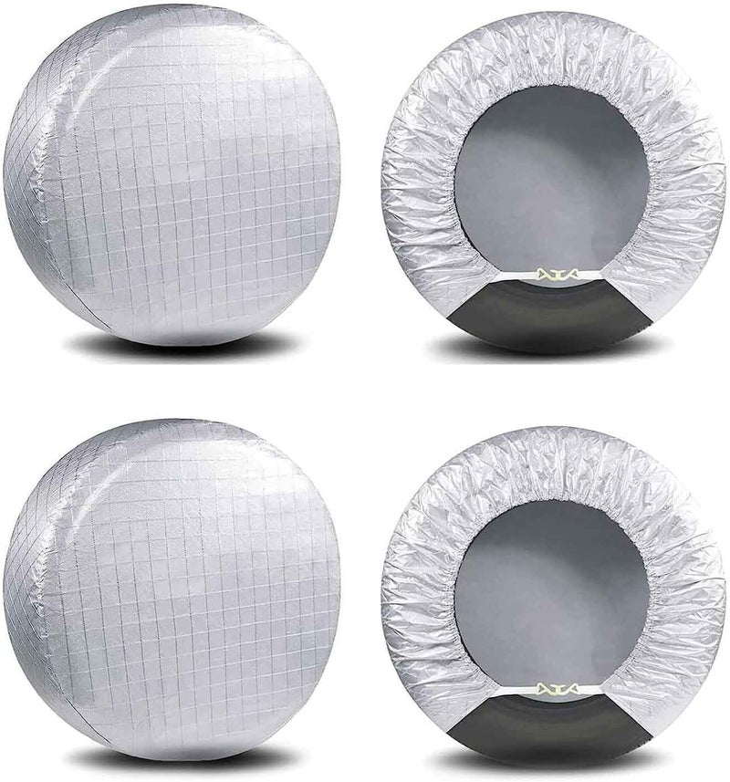 Amfor Tire Covers Set of 4, Waterproof Anti-UV Sun Snow Rain Tire Covers for Trailers, RV, Camper, SUV, Truck, Fit 30-32 inches Tire Diameter - Image 1