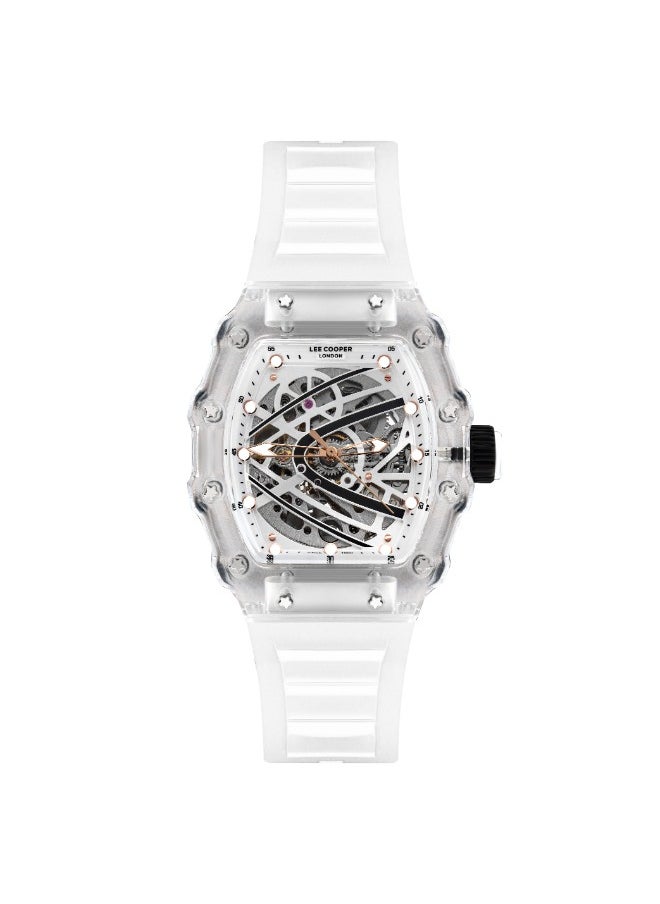 Lee Cooper - Lee Cooper LC07980.333 Men Automatic  Display Watch & Silicone Strap White - Image 1