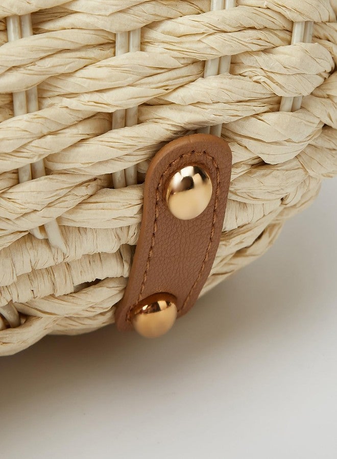 Bagkeak Casual Straw Beach Bags For Women Dumpling Bag Rattan Purses Summer Straw Crossbody Woven Handbag Purse Shoulder Bag Travel, Khaki - Image 3