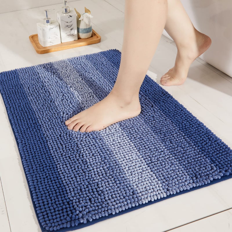 COSY HOMEER COSY HOMEER Product Image Bath Rugs Made of 100% Polyester Extra Soft and Non Slip Bathroom Mats Specialized in Machine Washable and Water Absorbent Shower Mat (36x24Inch  Blue) - Image 1