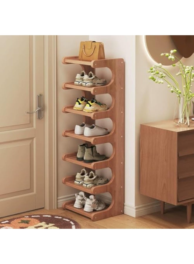 Arabest Tall Narrow Shoe Rack,Narrow Slim Corner Shoe Storage Organizer,for Small Spaces,Wooden Shoe Shelf Tower for Front Door Entrance Closet Corner Garage, - Image 1