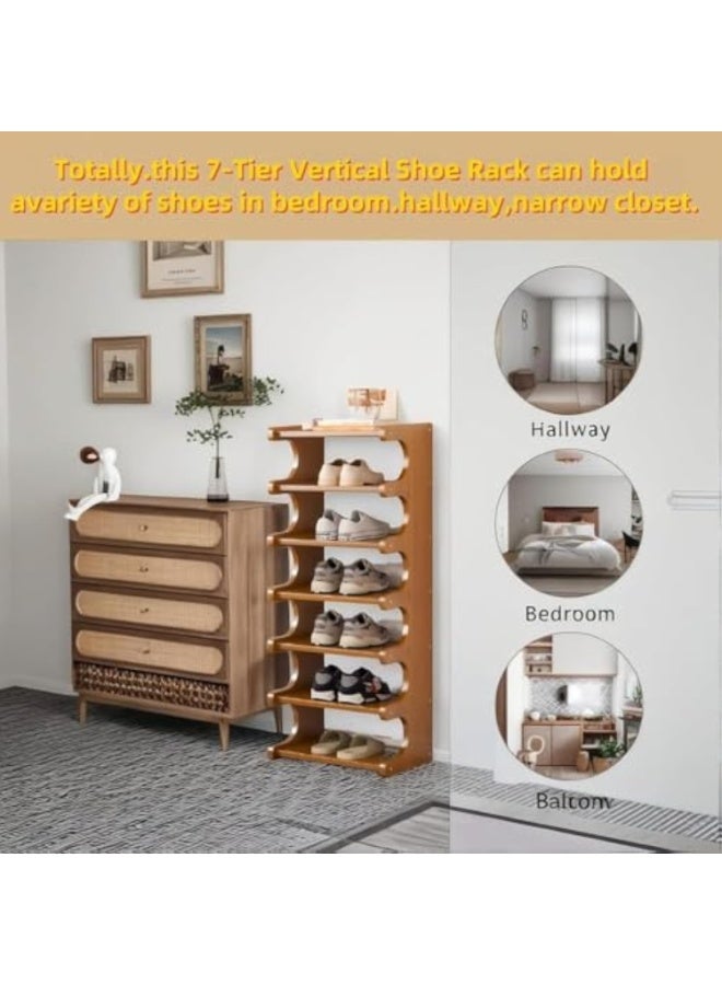 Arabest Tall Narrow Shoe Rack,Narrow Slim Corner Shoe Storage Organizer,for Small Spaces,Wooden Shoe Shelf Tower for Front Door Entrance Closet Corner Garage, - Image 5