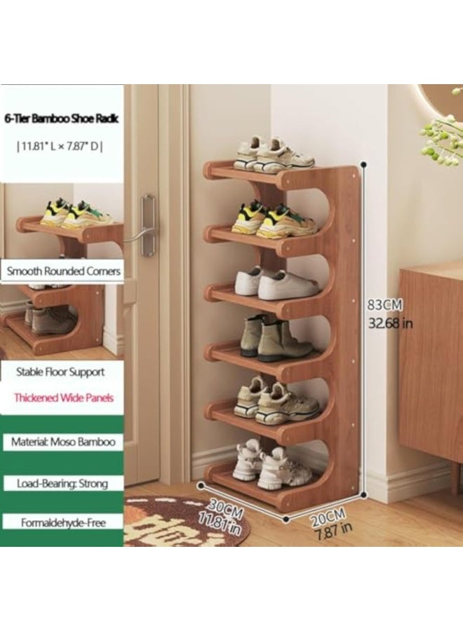 Arabest Tall Narrow Shoe Rack,Narrow Slim Corner Shoe Storage Organizer,for Small Spaces,Wooden Shoe Shelf Tower for Front Door Entrance Closet Corner Garage, - Image 2