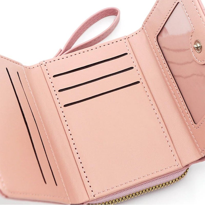 Women Wallet Small Size Multi Compartment Zipper Wrist Strap Organizer for Cash, Cards, Keys (Blue) - Image 3