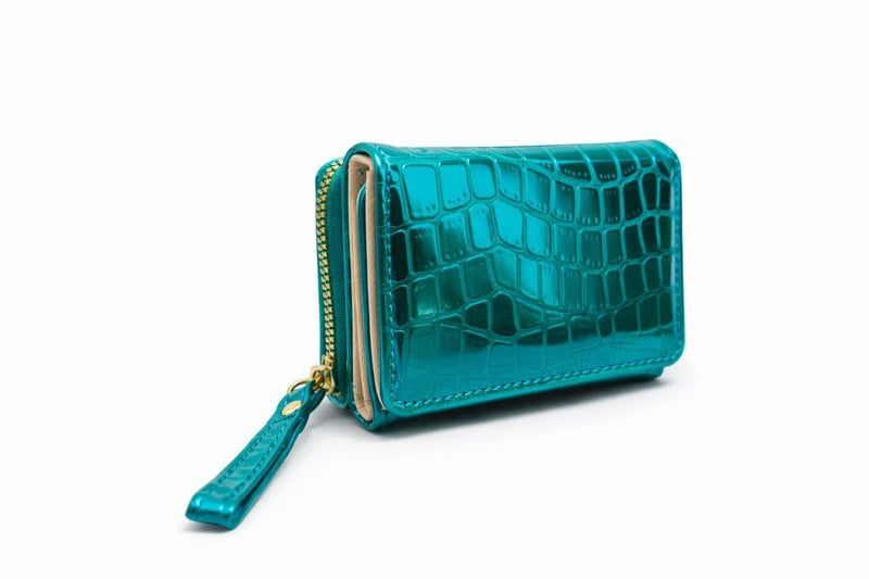Women Wallet Small Size Multi Compartment Zipper Wrist Strap Organizer for Cash, Cards, Keys (Blue) - Image 1