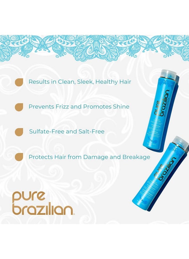 Pure Brazilian PURE BRAZILIAN Anti Frizz Daily Shampoo & Conditioner - Salt-Free & Color Safe Shampoo & Conditioner Enriched With Keratin, Argan Oil, and Acai (13.5 Ounce / 400 Milliliter)  - Image 2