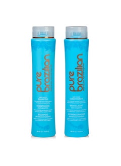 PURE BRAZILIAN Anti Frizz Daily Shampoo & Conditioner - Salt-Free & Color Safe Shampoo & Conditioner Enriched With Keratin, Argan Oil, and Acai (13.5 Ounce / 400 Milliliter)