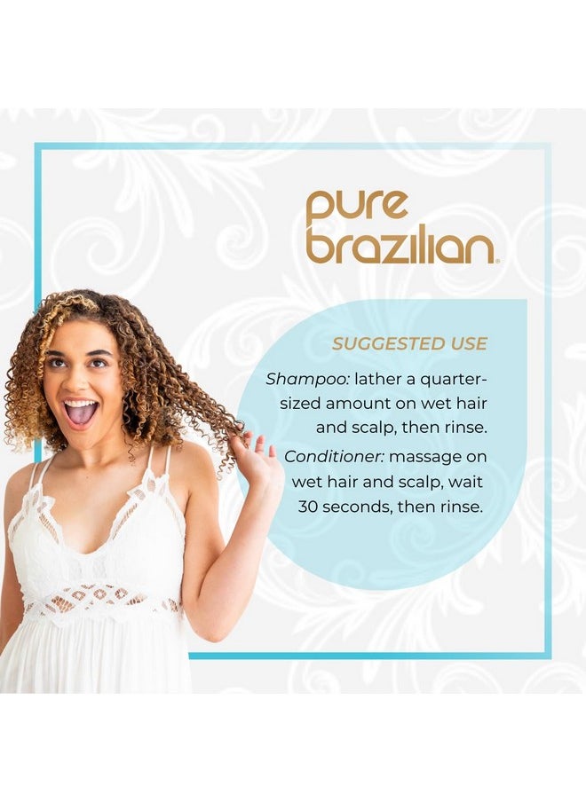 Pure Brazilian PURE BRAZILIAN Anti Frizz Daily Shampoo & Conditioner - Salt-Free & Color Safe Shampoo & Conditioner Enriched With Keratin, Argan Oil, and Acai (13.5 Ounce / 400 Milliliter)  - Image 4