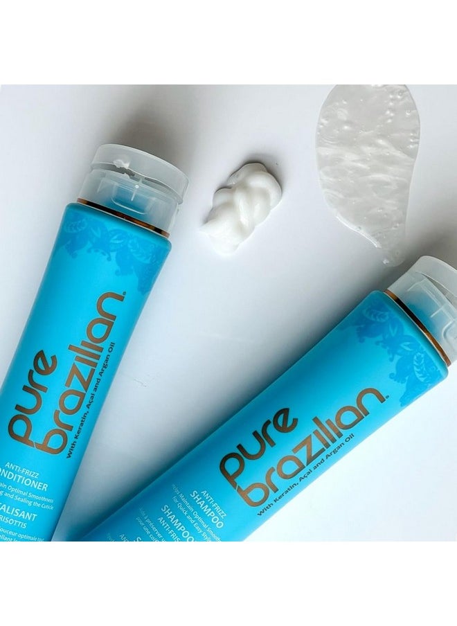 Pure Brazilian PURE BRAZILIAN Anti Frizz Daily Shampoo & Conditioner - Salt-Free & Color Safe Shampoo & Conditioner Enriched With Keratin, Argan Oil, and Acai (13.5 Ounce / 400 Milliliter)  - Image 5