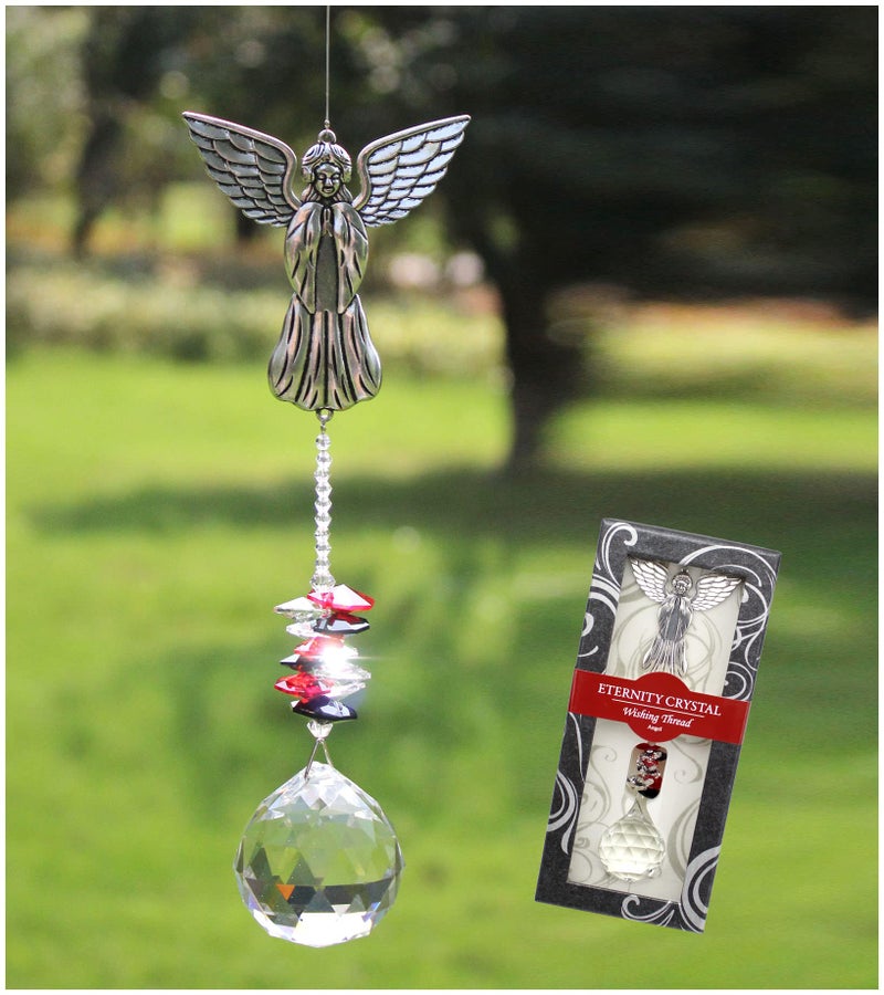 Rosleanny Rosleanny Crystal Garden Suncatcher Hanging Crystals Ornament for Window Rainbow Maker Prisms Home Decor Gift Boxed Sun Catcher Gift Idea for Mom Friends GrandmaAngel 