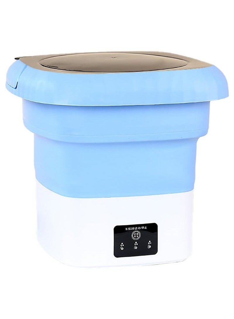 TIGER Folding Mini Automatic Washing Machine – Portable Lightweight 6L Compact Clothes Washer with Detachable Drain Basket, Spin Dryer, and 3 Adjustable Modes – Ideal for Small Spaces, Apartments, Dorm Rooms, Travel & Baby Clothes Washing  Blue  - Image 1