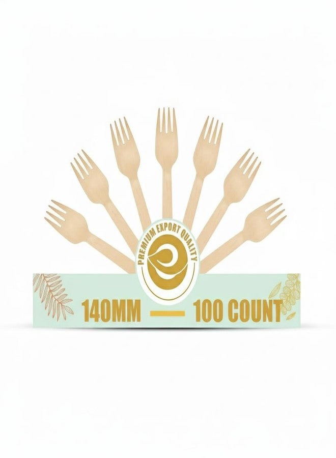 YBN Premium 140mm Wooden Disposable Spoons (100 Count) | 100% Compostable & Biodegradable Birchwood Utensils | Eco-Friendly Heavy Duty Cutlery for Parties, Weddings, and Catering (500, Fork) - Image 1