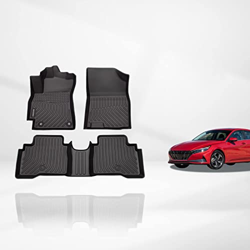 KELCSEECS® Floor Mats Custom for Hyundai Elantra Hybrid 2025 2024 2023 2022 2021 All Weather Protection TPE Heavy Duty Non-Slip Automotive Floor Liners Fits Front & 2nd Row full set Accessories, Black - Image 1