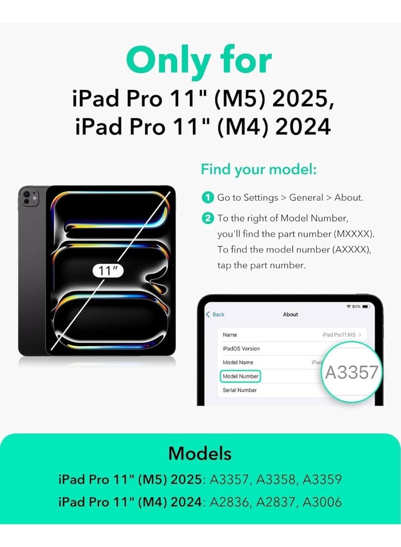 Digipace iPad Pro 11 Inch Case 2024/2025 (M4/M5), Strong Magnetic 2.0 with Safety Snap Closure, Smart Auto Sleep/Wake, Slim PU Leather Folio Cover with Pencil Holder, Dark Green - Image 2