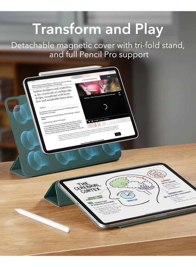 Digipace iPad Pro 11 Inch Case 2024/2025 (M4/M5), Strong Magnetic 2.0 with Safety Snap Closure, Smart Auto Sleep/Wake, Slim PU Leather Folio Cover with Pencil Holder, Dark Green - Image 3