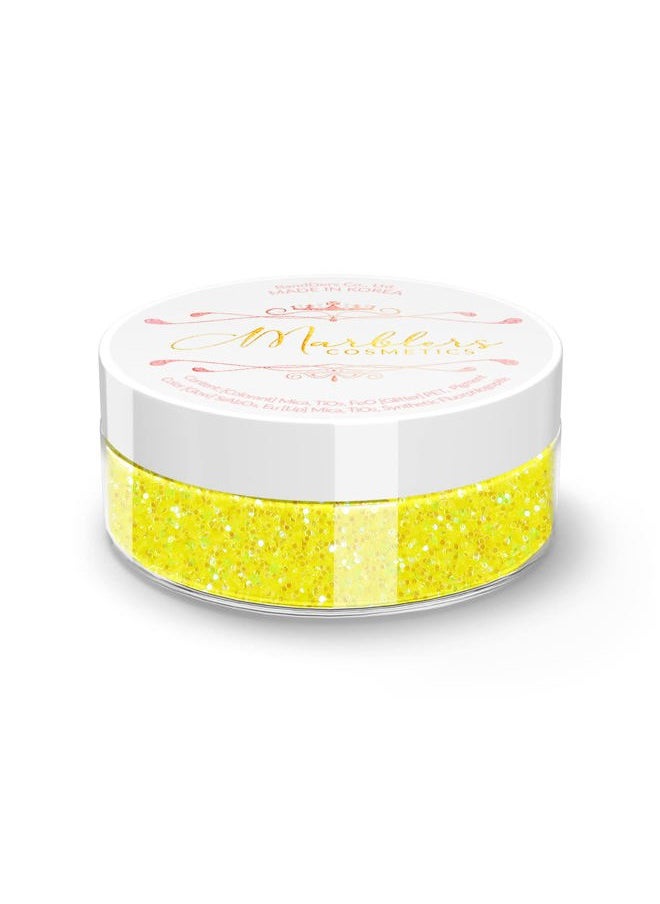 MARBLERS Holographic Face & Body Glitter [Rainbow Yellow] 0.18oz (5g) | Chunky | Chopped | Flake | Non-Toxic | Vegan | Cruelty-Free | Festival, Rave & Party Makeup | Eye, Hair, Nail Polish, Eyeshadow  - Image 1