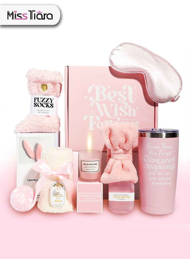 مس تيارا سلال هدايا للنساء - صندوق هدايا عيد الميلاد، مجموعة هدايا أتمنى لك الشفاء العاجل تحتوي على 11 هدايا ملهمة، حزمة علاج سبا مريحة للنساء، صداقة مفضلة، هدايا لصديقات - Image 1