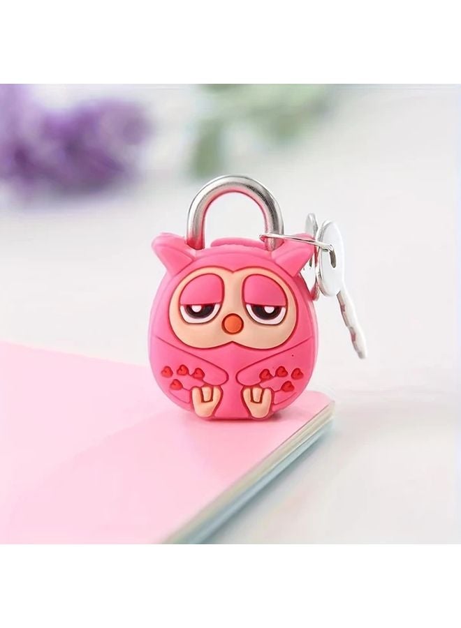 Blue Owl Mini Padlock with Keys Metal Security Lock for Travel Backpacks Luggage Drawers Cabinets - Image 5