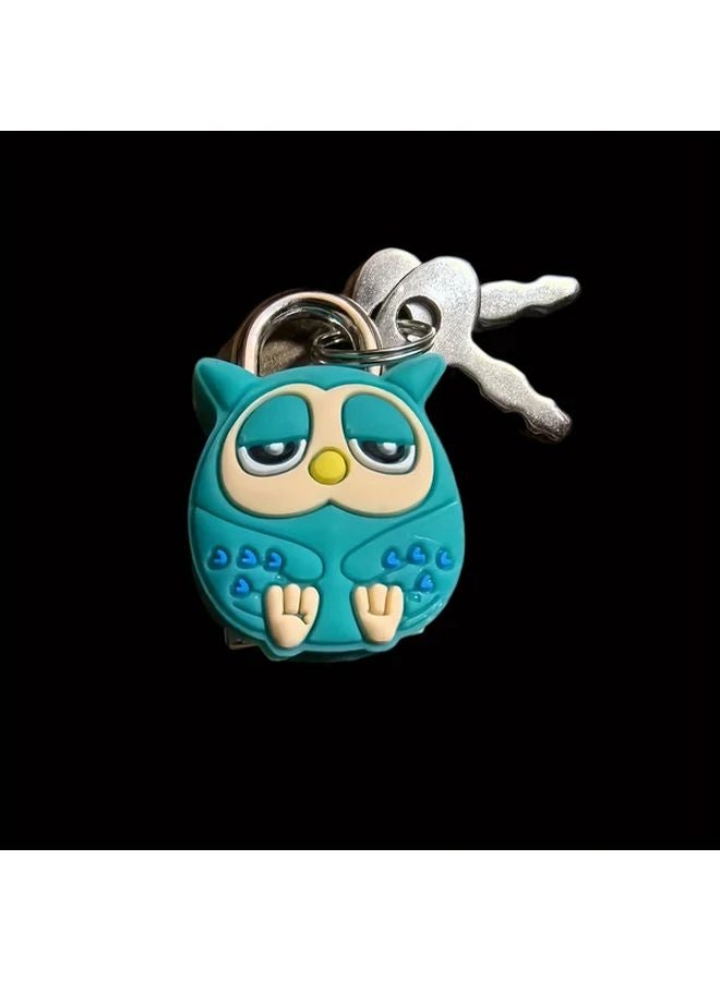 Blue Owl Mini Padlock with Keys Metal Security Lock for Travel Backpacks Luggage Drawers Cabinets - Image 1