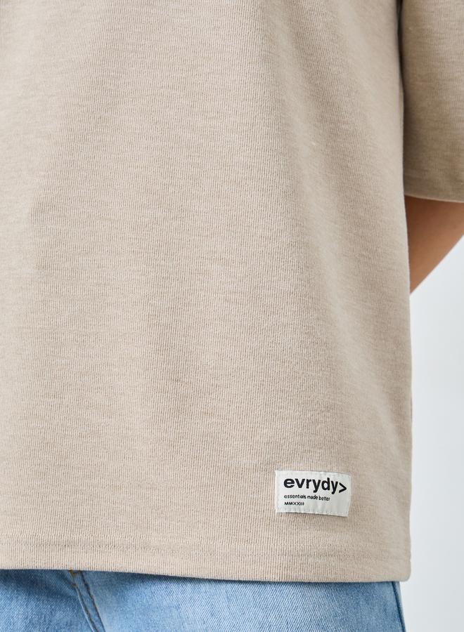 Styli Beige Oversized Knit T-Shirt - Image 3