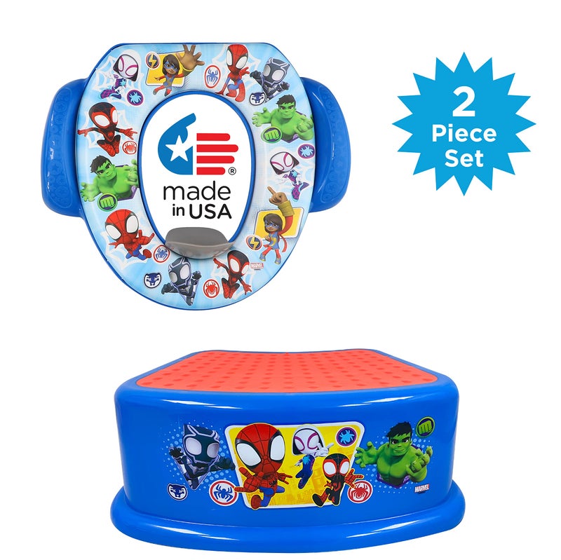 ginsey Spidey and His Amazing Friends Team Up 2 Piece Essential Potty Training Set - Soft Potty Seat, Step Stool - Image 2