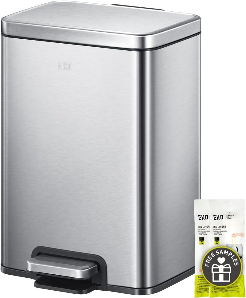 EKO Madison 12L Step can Wastebasket, Brushed Stainless - Image 1