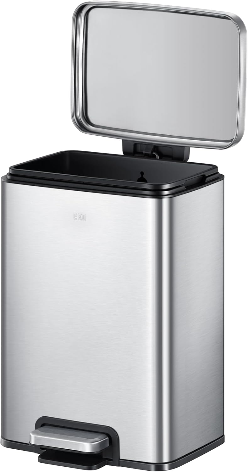 EKO Madison 12L Step can Wastebasket, Brushed Stainless - Image 3